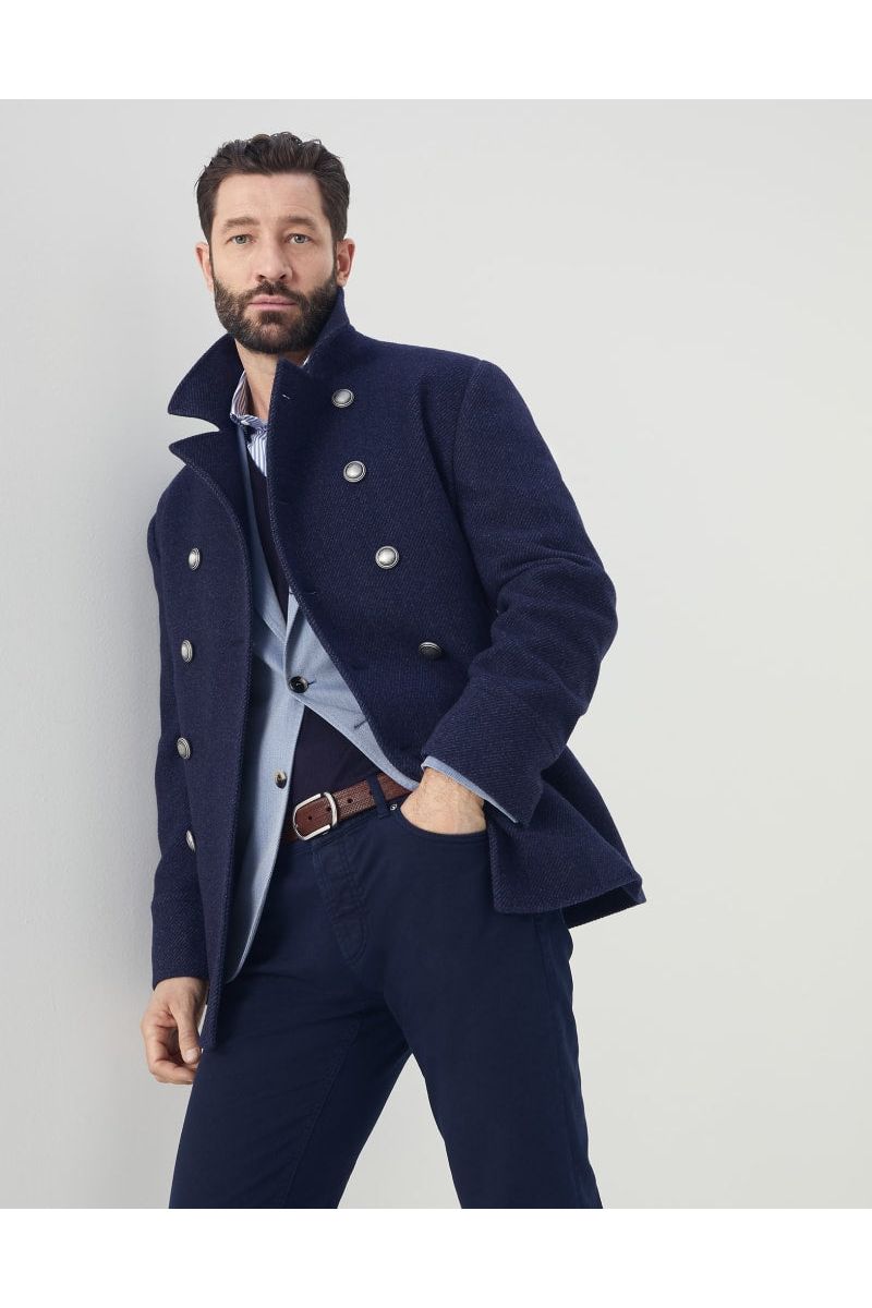 Brunello Cucinelli Men's Denim Wool Double Breasted Jacket