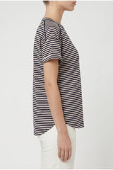 Women's Beige Navy Striped Shirt