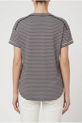 Women's Beige Navy Striped Shirt