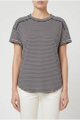 Women's Beige Navy Striped Shirt