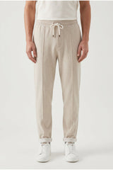 Men's Light Beige Wool Trousers