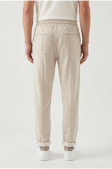 Men's Light Beige Wool Trousers
