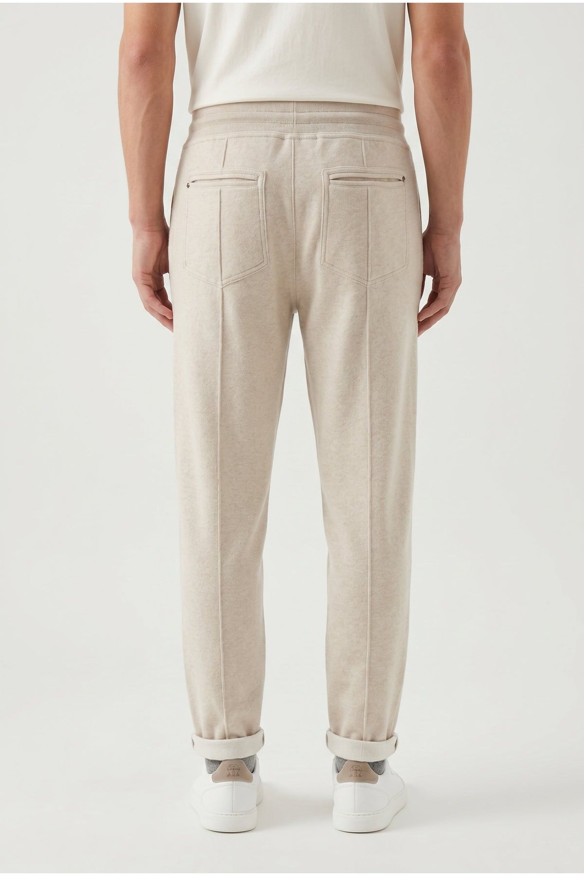 Men's Light Beige Wool Trousers