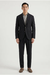 Men's Black Wool Linen Suit