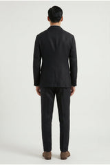 Men's Black Wool Linen Suit