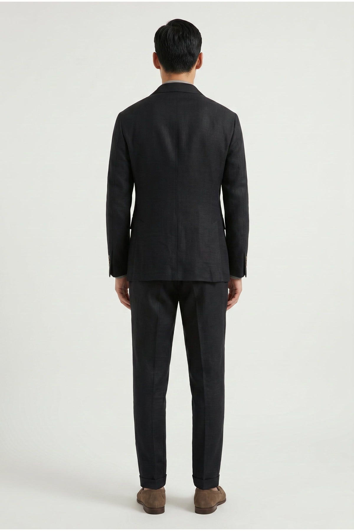 Men's Black Wool Linen Suit
