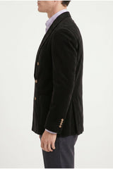 Men's Black Wool Blend Double Breasted Blazer