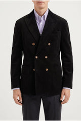 Men's Black Wool Blend Double Breasted Blazer