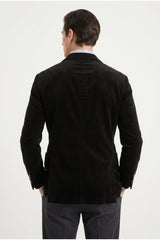 Men's Black Wool Blend Double Breasted Blazer