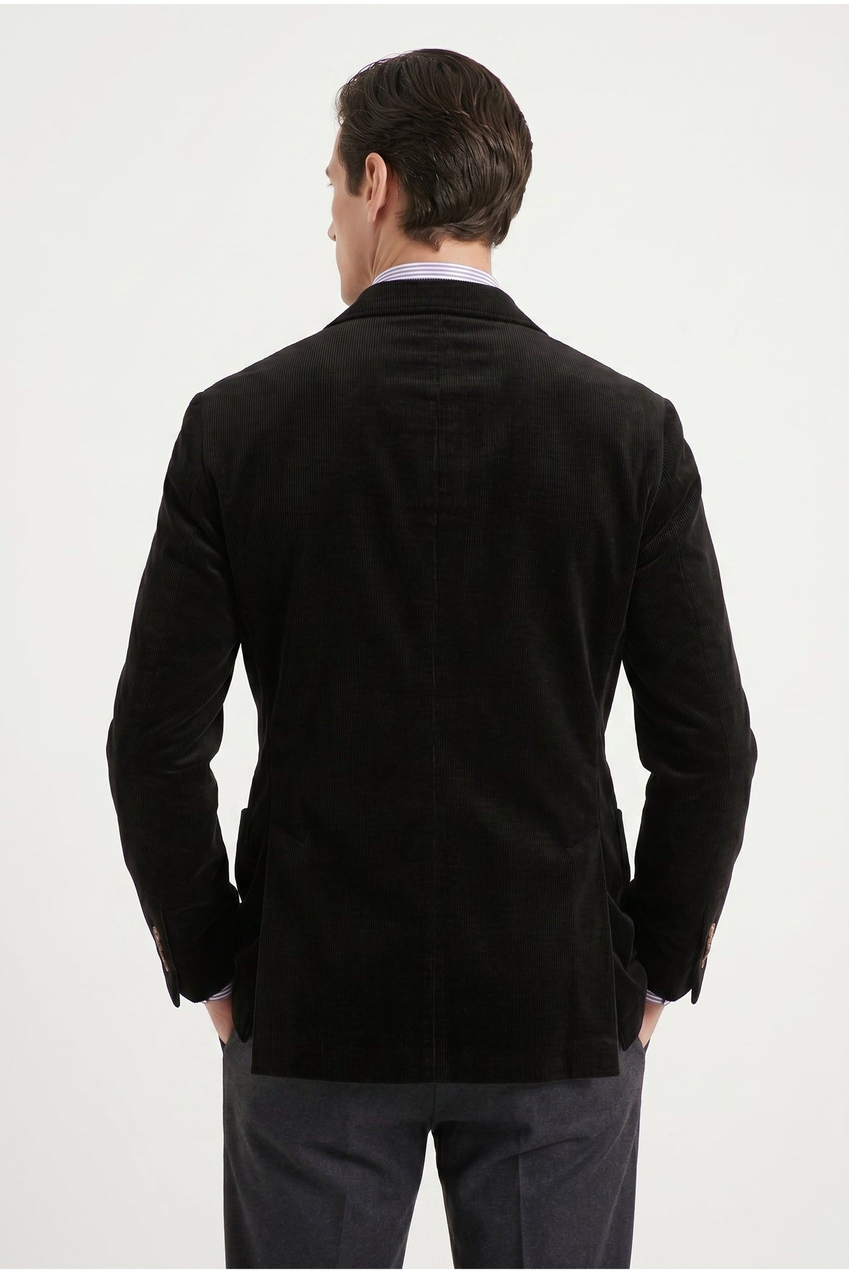 Men's Black Wool Blend Double Breasted Blazer