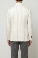 Men's Ivory Linen Wool Tailored Blazer