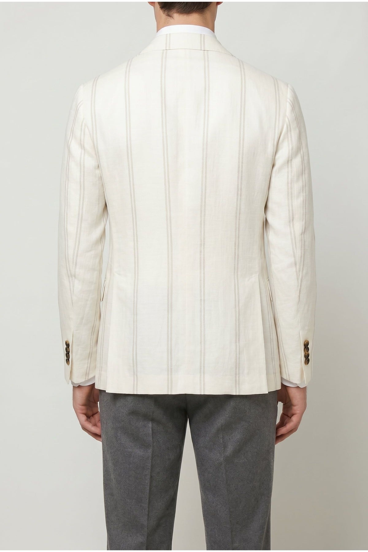 Men's Ivory Linen Wool Tailored Blazer