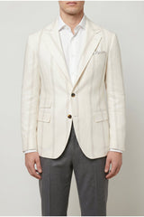 Men's Ivory Linen Wool Tailored Blazer
