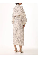 Women's Cream Floral Cotton Dress