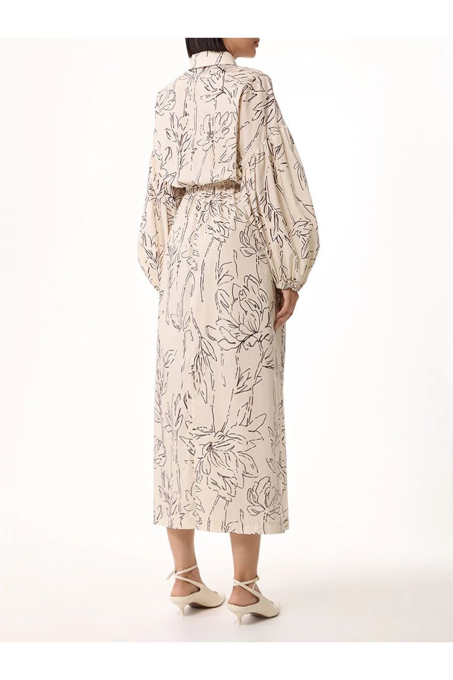 Women's Cream Floral Cotton Dress