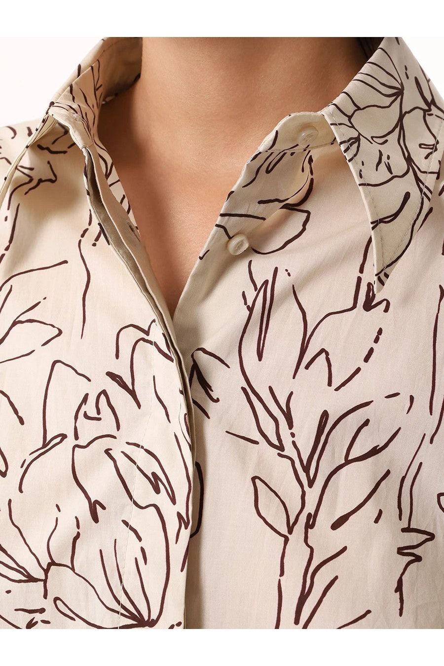 Women's Cream Floral Cotton Dress
