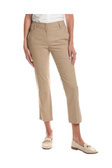 Women's Beige Cropped Cotton Trousers