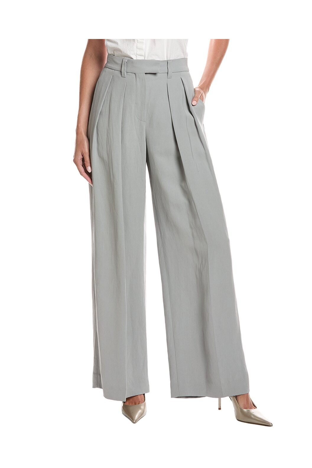 Women's Light Grey Wide Leg Trousers