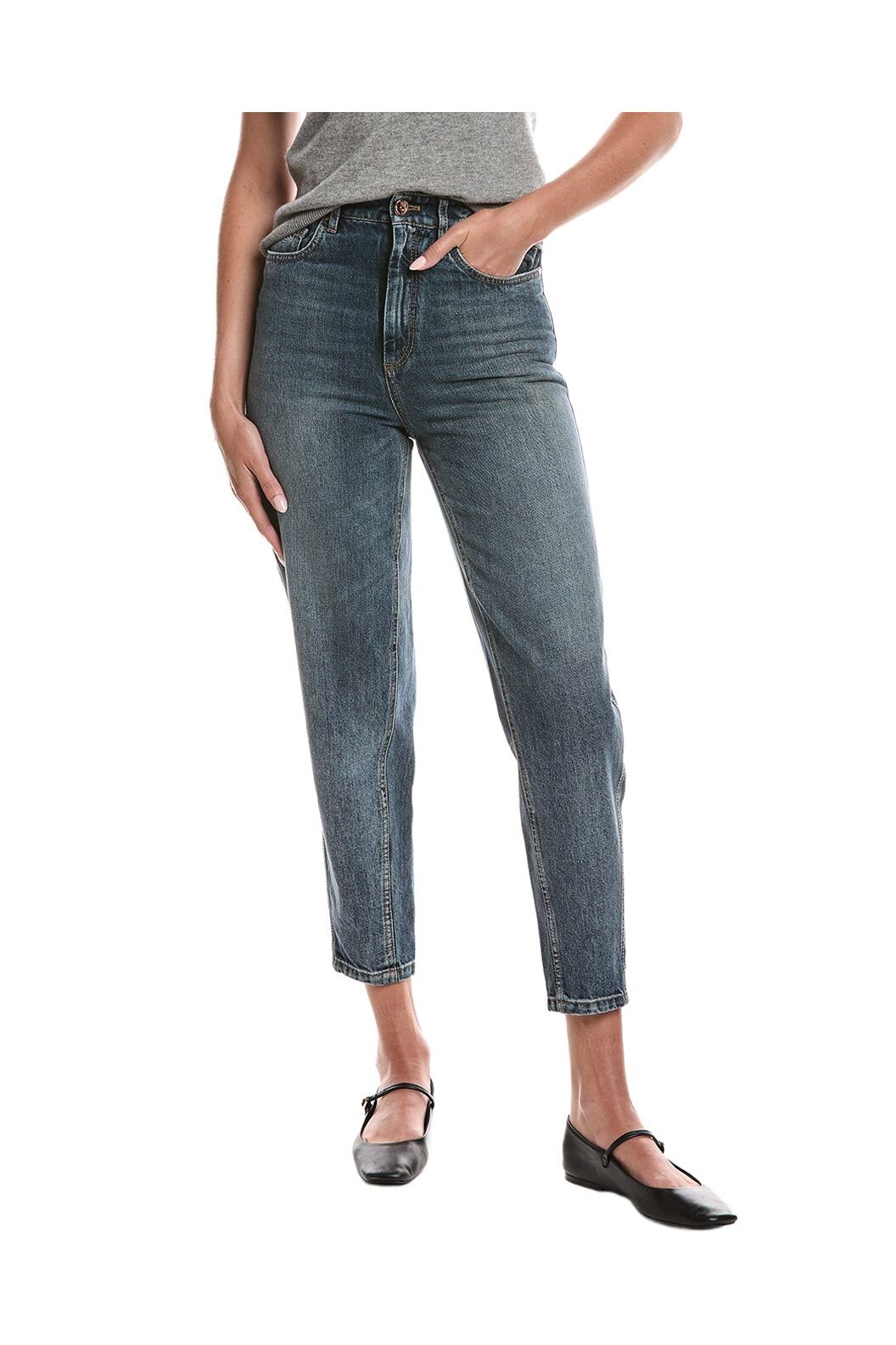 Women's Medium Blue Denim Tapered Trousers
