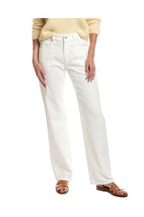 Women's Off White Straight Cotton Trousers
