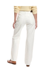Women's Off White Straight Cotton Trousers