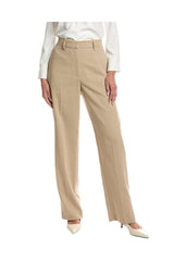 Women's Beige Tailored Straight Trousers