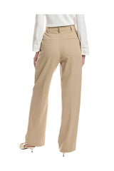 Women's Beige Tailored Straight Trousers