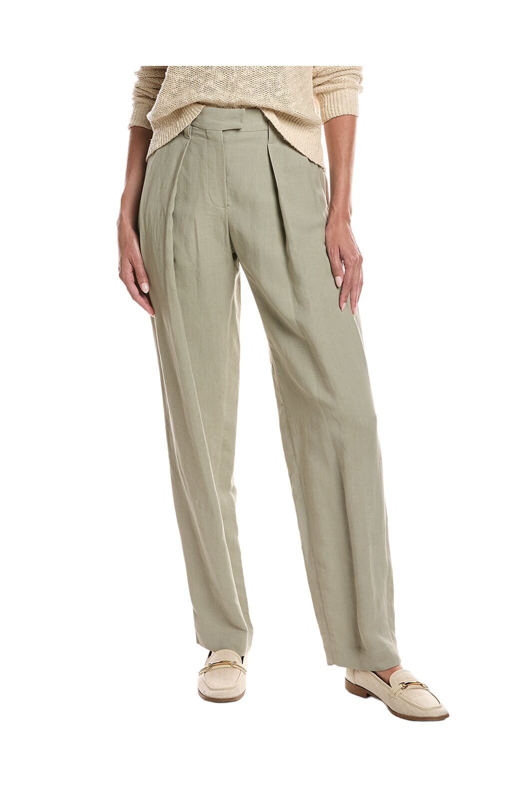 Women's Light Green Linen Trousers