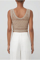 Women's Beige Linen Silk Knit Sweater
