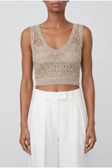 Women's Beige Linen Silk Knit Sweater