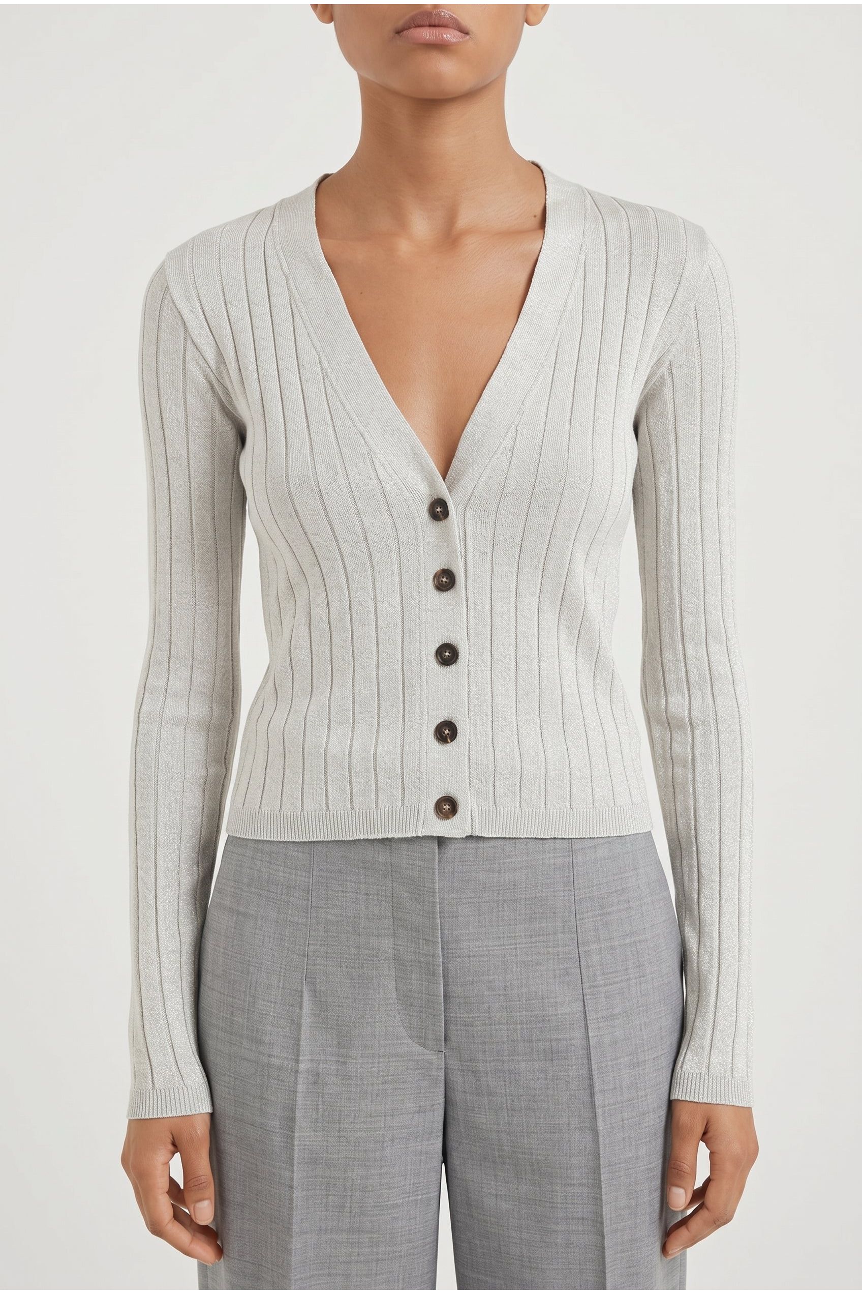Brunello Cucinelli Women's Light Grey Silk Sweater