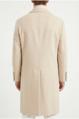 Men's Light Beige Wool Overcoat