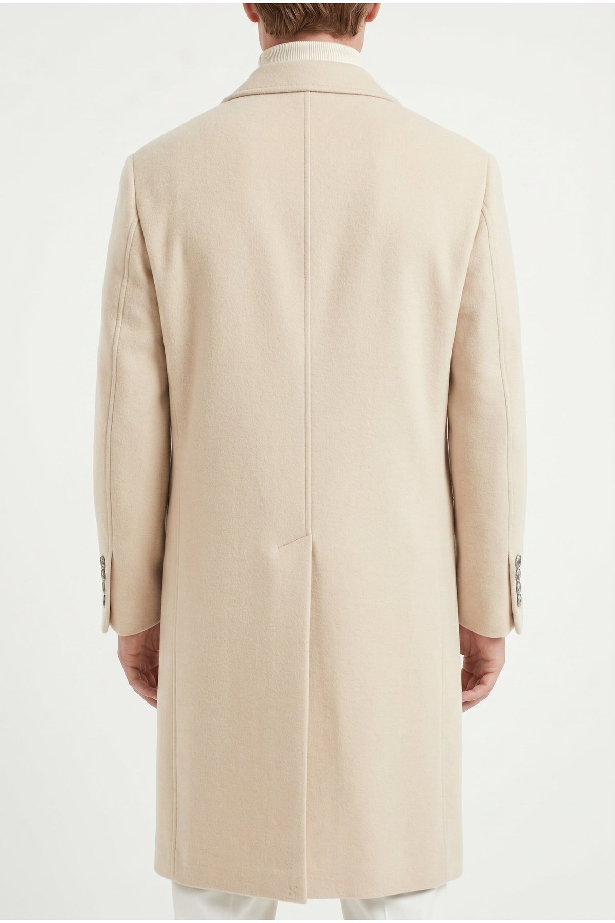 Men's Light Beige Wool Overcoat