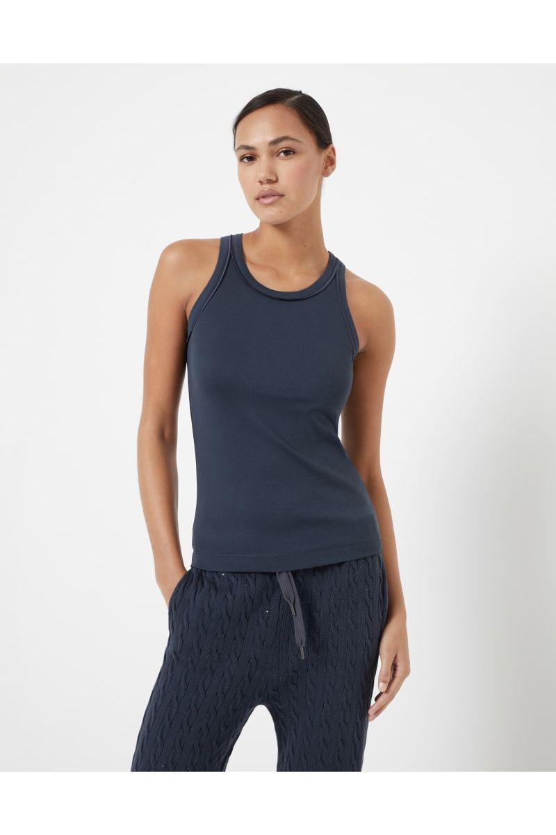 Women's Dark Blue Sleeveless Shirt