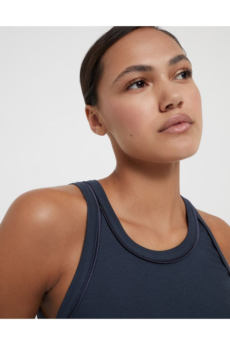 Women's Dark Blue Sleeveless Shirt