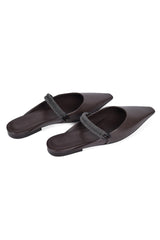 Brunello Cucinelli Women's Dark Brown Leather Flats