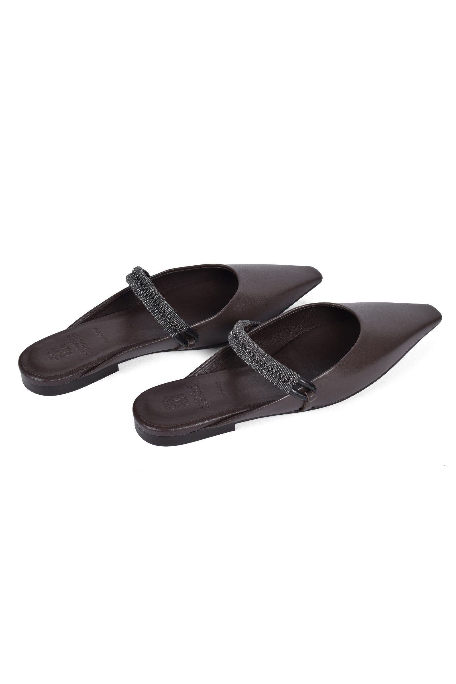 Brunello Cucinelli Women's Dark Brown Leather Flats