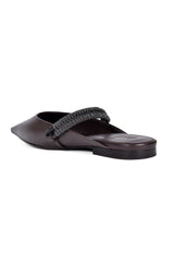 Brunello Cucinelli Women's Dark Brown Leather Flats
