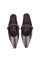 Brunello Cucinelli Women's Dark Brown Leather Flats