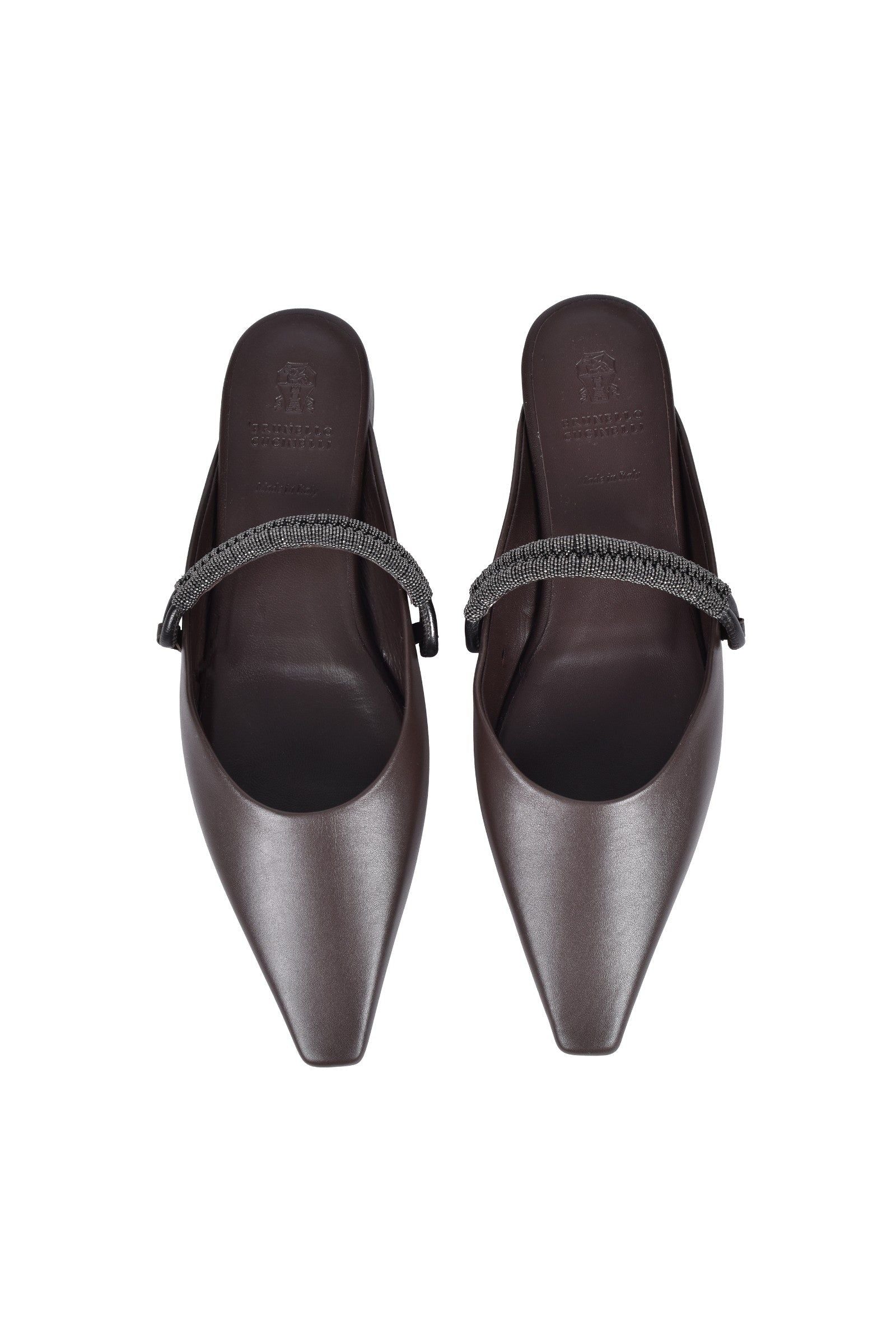Brunello Cucinelli Women's Dark Brown Leather Flats