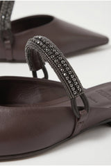 Brunello Cucinelli Women's Dark Brown Leather Flats
