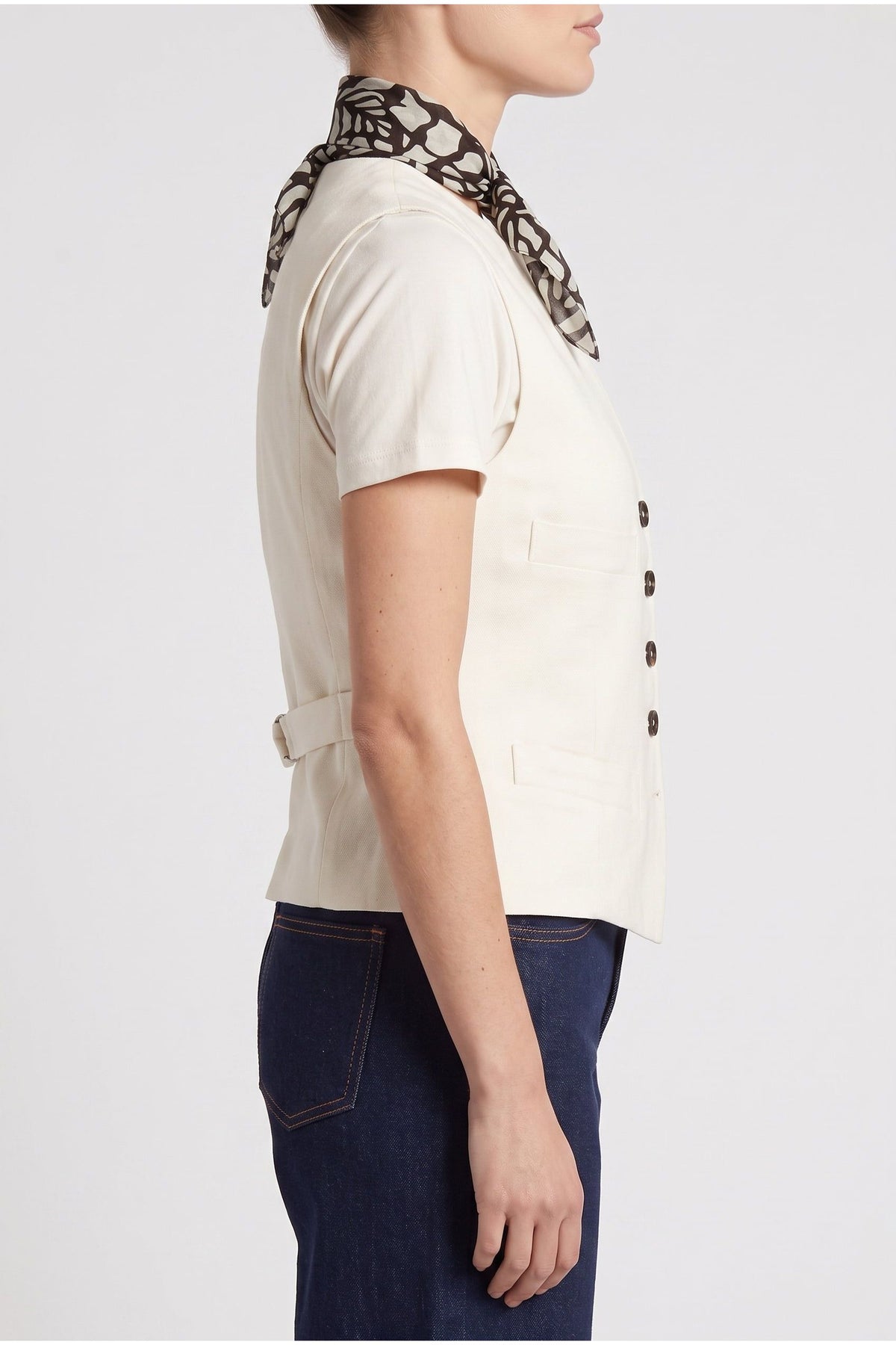 Women's Cream Tailored Buttoned Shirt