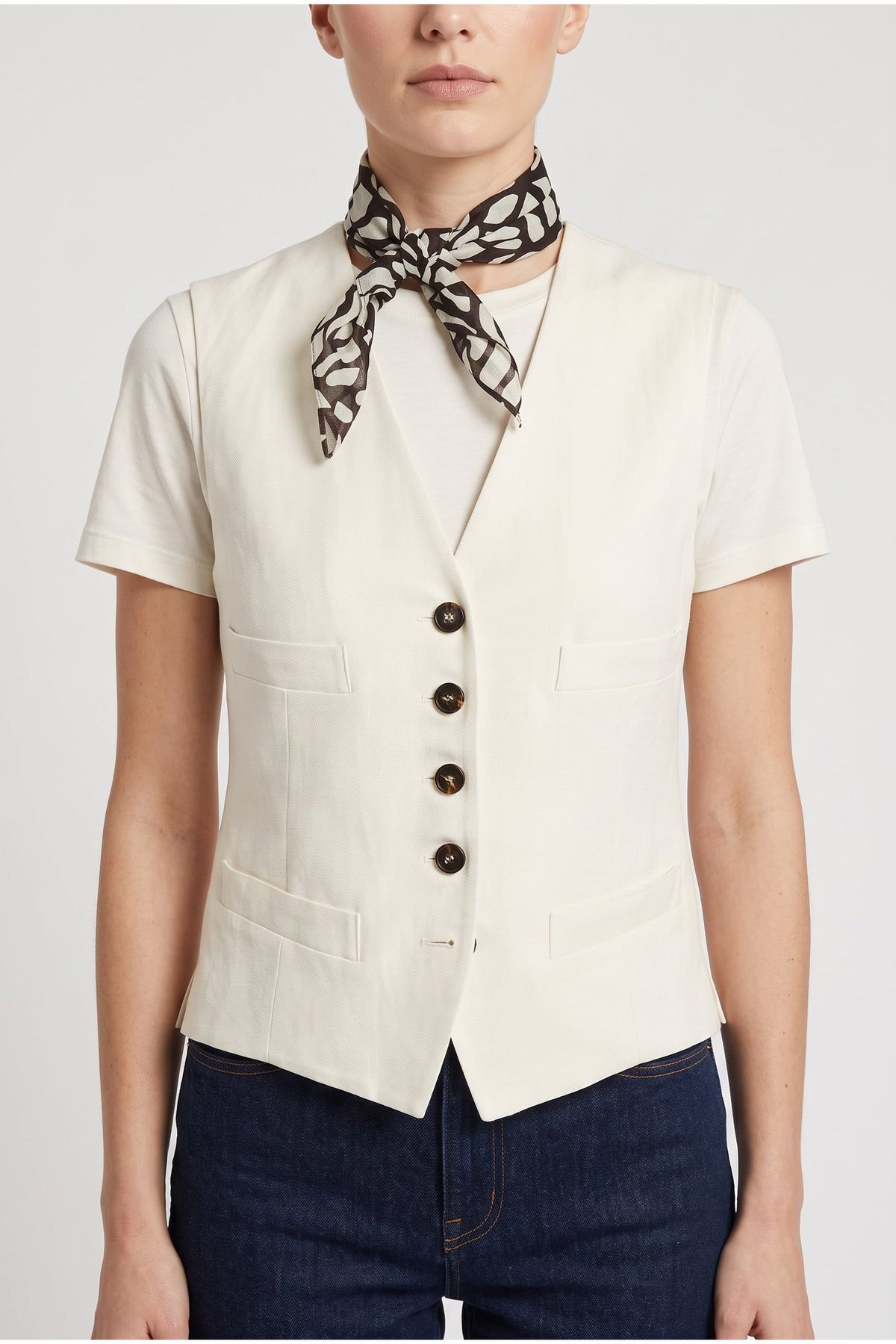 Women's Cream Tailored Buttoned Shirt