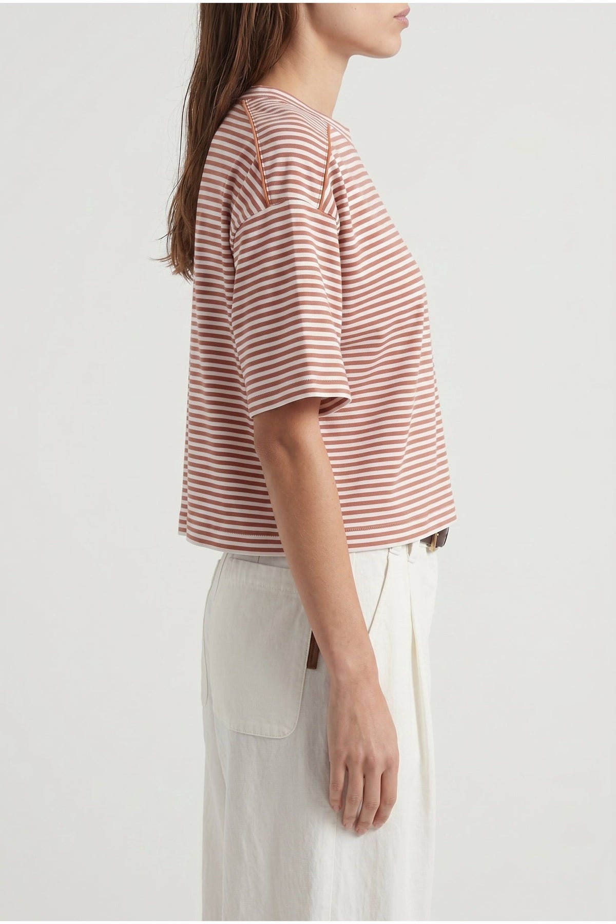 Women's Rust Striped Relaxed Shirt