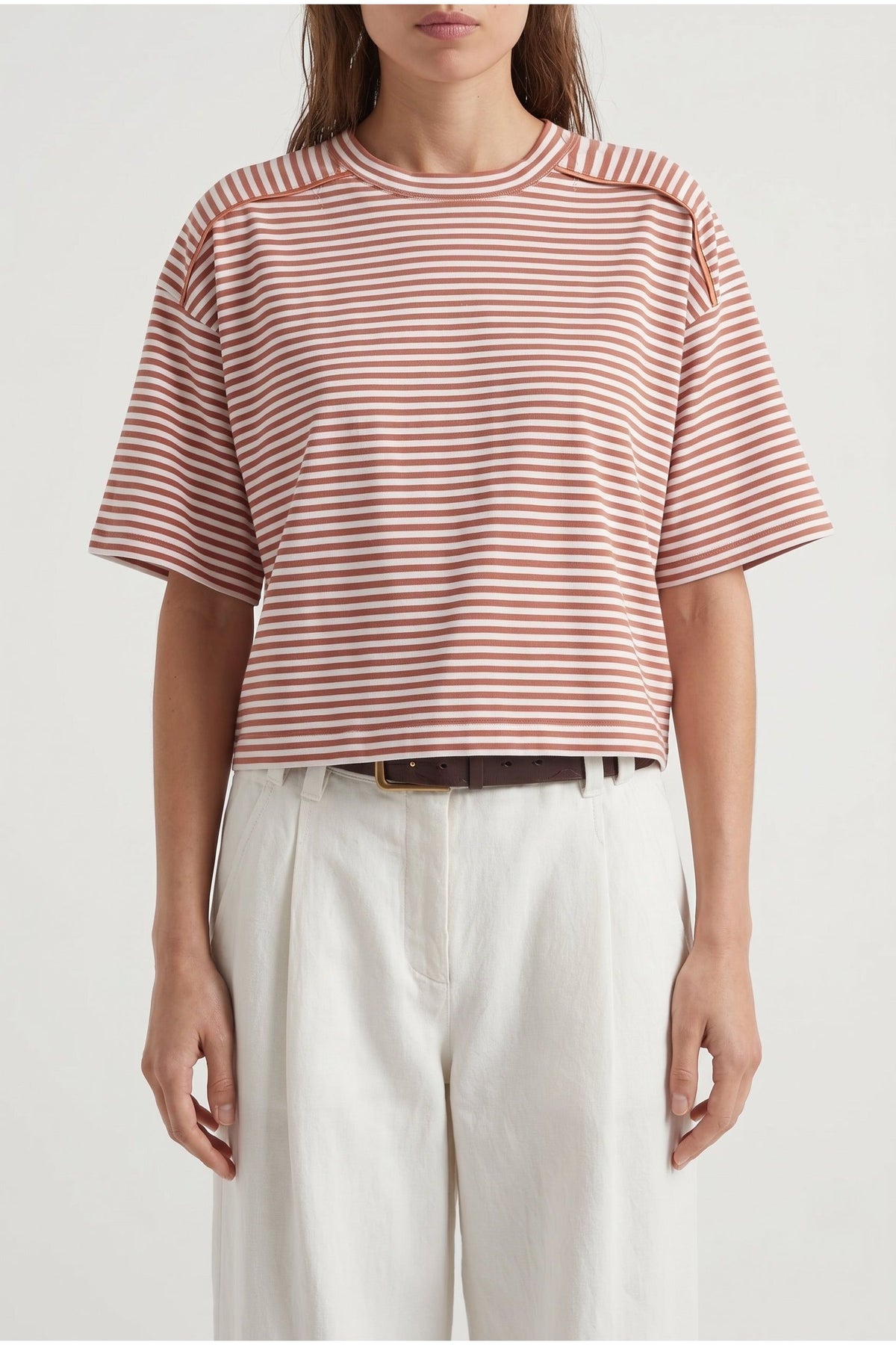 Women's Rust Striped Relaxed Shirt