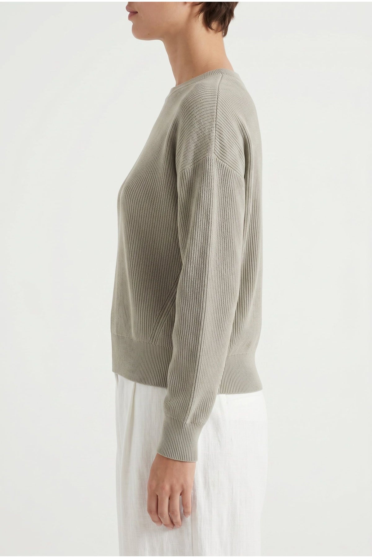 Women's Light Grey Ribbed Sweater