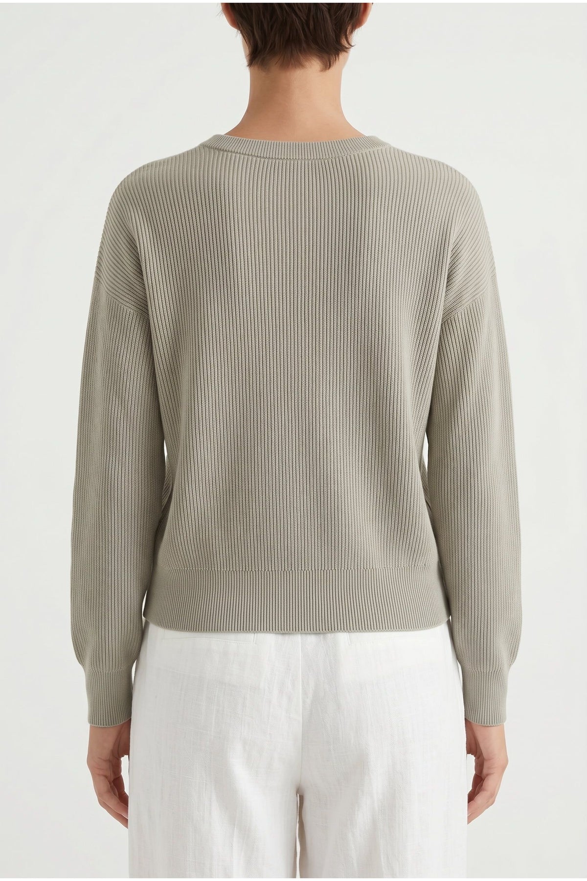 Women's Light Grey Ribbed Sweater
