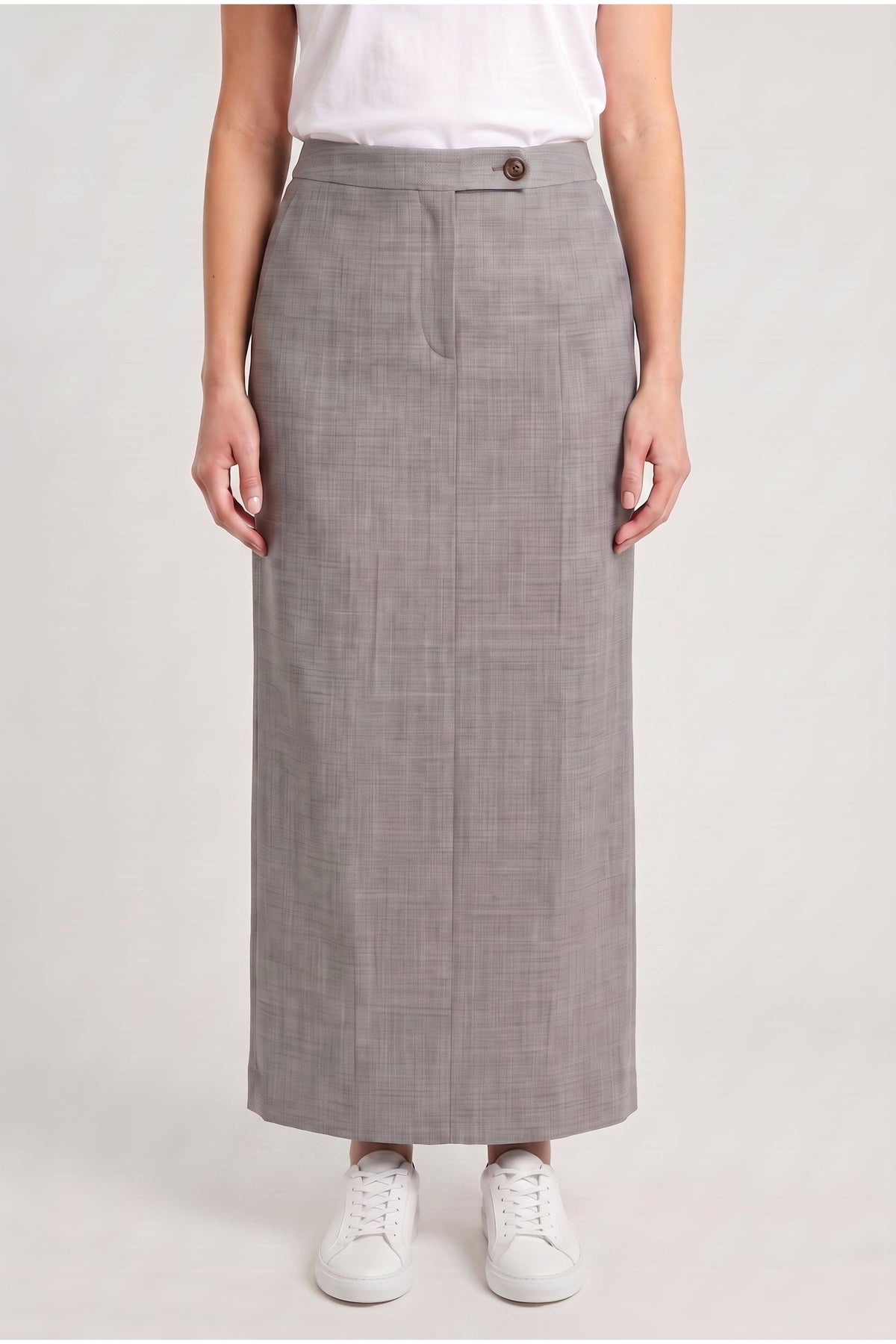 Women's Light Grey Wool Pencil Skirt
