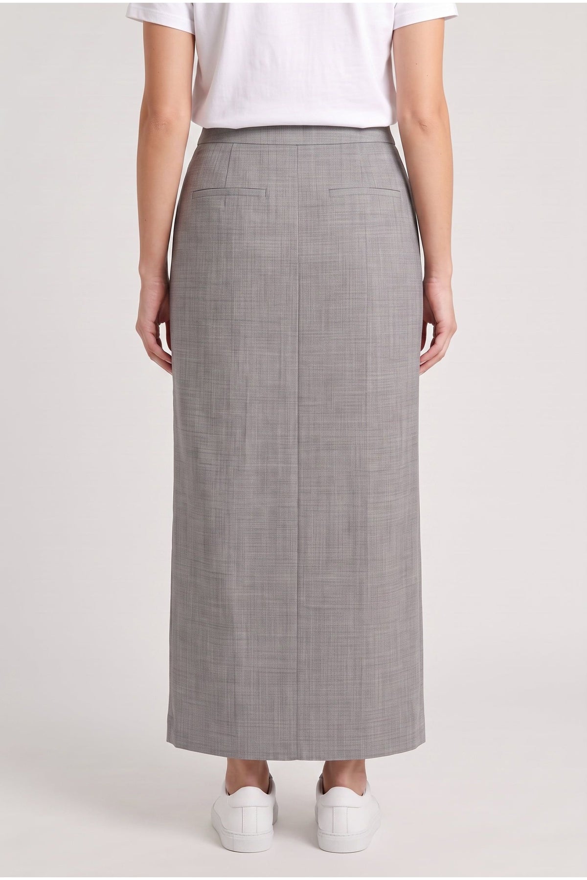 Women's Light Grey Wool Pencil Skirt