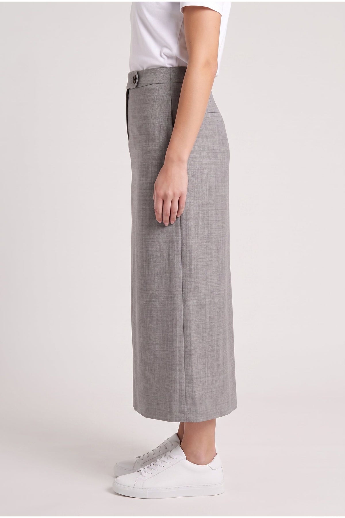 Women's Light Grey Wool Pencil Skirt